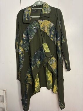 Axel Hardy Patchwork Olive Cardigan Multi Media Boho RenFair Fairygoth AvantGard